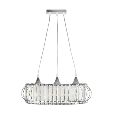 GLOBOSTAR® RAZIA 201-0101 Vintage Κρεμαστό Φωτιστικό Οροφής με Ντουί 3 x E27 AC 220-240V IP20 - Ασημί & Διάφανο - Μ60 x Π30 x Υ25cm