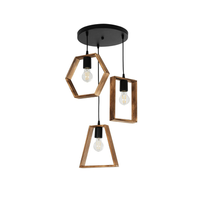 GLOBOSTAR® EMBER 201-0102 Vintage Κρεμαστό Φωτιστικό Οροφής με Ντουί 3 x E27 AC 220-240V IP20 - Καφέ & Μαύρο - Μ50 x Π50 x Υ70cm