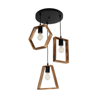 GLOBOSTAR® EMBER 201-0102 Vintage Κρεμαστό Φωτιστικό Οροφής με Ντουί 3 x E27 AC 220-240V IP20 - Καφέ & Μαύρο - Μ50 x Π50 x Υ70cm