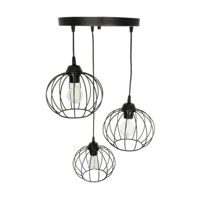 GLOBOSTAR® FLAMIA 201-0109 Vintage Κρεμαστό Φωτιστικό Οροφής με Ντουί 3 x E27 AC 220-240V IP20 - Μαύρο - Μ44 x Π44 x Υ66cm