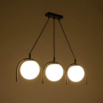 GLOBOSTAR® FLASHO 201-0111 Vintage Κρεμαστό Φωτιστικό Οροφής με Ντουί 3 x E27 AC 220-240V IP20 - Μαύρο & Λευκό - Μ73 x Π15 x Υ23cm