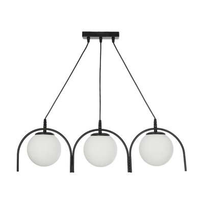 GLOBOSTAR® FLASHO 201-0111 Vintage Κρεμαστό Φωτιστικό Οροφής με Ντουί 3 x E27 AC 220-240V IP20 - Μαύρο & Λευκό - Μ73 x Π15 x Υ23cm