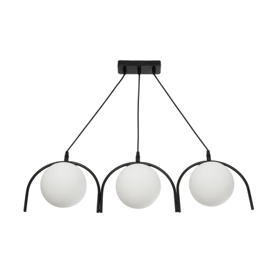 GLOBOSTAR® FLASHO 201-0111 Vintage Κρεμαστό Φωτιστικό Οροφής με Ντουί 3 x E27 AC 220-240V IP20 - Μαύρο & Λευκό - Μ73 x Π15 x Υ23cm