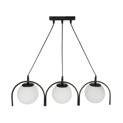 GLOBOSTAR® FLASHO 201-0111 Vintage Κρεμαστό Φωτιστικό Οροφής με Ντουί 3 x E27 AC 220-240V IP20 - Μαύρο & Λευκό - Μ73 x Π15 x Υ23cm