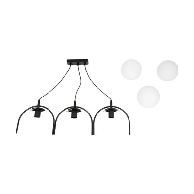 GLOBOSTAR® FLASHO 201-0111 Vintage Κρεμαστό Φωτιστικό Οροφής με Ντουί 3 x E27 AC 220-240V IP20 - Μαύρο & Λευκό - Μ73 x Π15 x Υ23cm