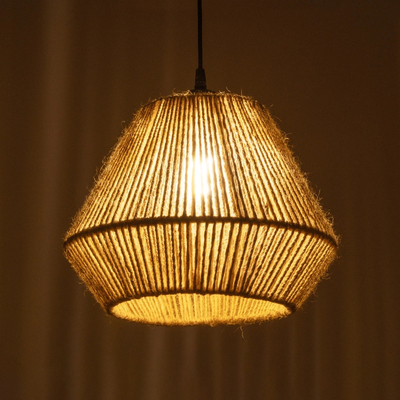 GLOBOSTAR® GLARO 201-0112 Vintage Κρεμαστό Φωτιστικό Οροφής με Ντουί 1 x E27 AC 220-240V IP20 - Μπεζ & Μαύρο - Μ32 x Π32 x Υ30cm