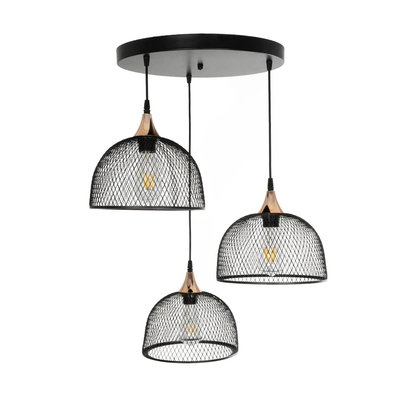 GLOBOSTAR® FLICKA 201-0113 Vintage Κρεμαστό Φωτιστικό Οροφής με Ντουί 3 x E27 AC 220-240V IP20 - Μαύρο & Χάλκινο - Μ55 x Π55 x Υ65cm