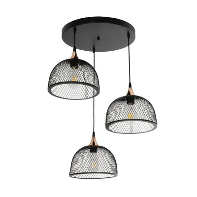 GLOBOSTAR® FLICKA 201-0113 Vintage Κρεμαστό Φωτιστικό Οροφής με Ντουί 3 x E27 AC 220-240V IP20 - Μαύρο & Χάλκινο - Μ55 x Π55 x Υ65cm