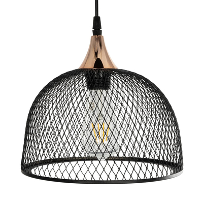 GLOBOSTAR® FLICKA 201-0113 Vintage Κρεμαστό Φωτιστικό Οροφής με Ντουί 3 x E27 AC 220-240V IP20 - Μαύρο & Χάλκινο - Μ55 x Π55 x Υ65cm