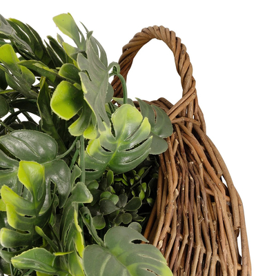 GloboStar® Artificial Garden MONSTERA HANGING PLANT 20633 Τεχνητό Κρεμαστό Διακοσμητικό Φυτό Φτέρης Π40 x Μ40 x Y88cm