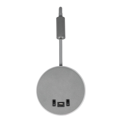 GLOBOSTAR® GOOSE 61694 Μοντέρνο Φωτιστικό Τοίχου - Απλίκα Ξενοδοχείου Reading Light με Φορτιστή USB 3A LED 6W 600lm 36° & 360° AC 220-240V IP20 Θερμό Λευκό 2700K - CREE XPE & Lumileds SMD Chip - Γκρι Ανθρακί Ματ - Μ15.5 x Π15 x Υ30.5cm - 3 Χρόνια Εγγύηση