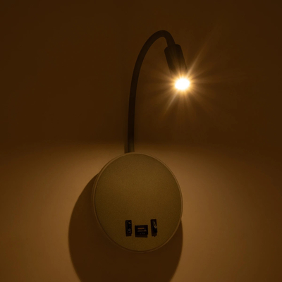 GLOBOSTAR® GOOSE 61694 Μοντέρνο Φωτιστικό Τοίχου - Απλίκα Ξενοδοχείου Reading Light με Φορτιστή USB 3A LED 6W 600lm 36° & 360° AC 220-240V IP20 Θερμό Λευκό 2700K - CREE XPE & Lumileds SMD Chip - Γκρι Ανθρακί Ματ - Μ15.5 x Π15 x Υ30.5cm - 3 Χρόνια Εγγύηση
