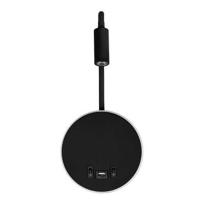 GLOBOSTAR® GOOSE 61695 Μοντέρνο Φωτιστικό Τοίχου - Απλίκα Ξενοδοχείου Reading Light με Φορτιστή USB 3A LED 6W 600lm 36° & 360° AC 220-240V IP20 Θερμό Λευκό 2700K - CREE XPE & Lumileds SMD Chip - Μαύρο Ματ - Μ15.5 x Π15 x Υ30.5cm - 3 Χρόνια Εγγύηση