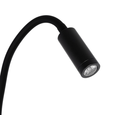 GLOBOSTAR® GOOSE 61695 Μοντέρνο Φωτιστικό Τοίχου - Απλίκα Ξενοδοχείου Reading Light με Φορτιστή USB 3A LED 6W 600lm 36° & 360° AC 220-240V IP20 Θερμό Λευκό 2700K - CREE XPE & Lumileds SMD Chip - Μαύρο Ματ - Μ15.5 x Π15 x Υ30.5cm - 3 Χρόνια Εγγύηση
