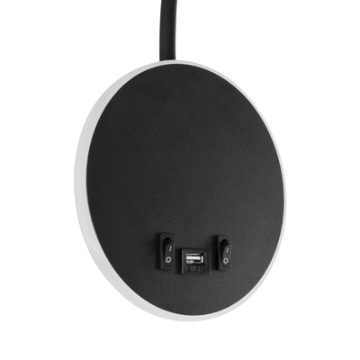 GLOBOSTAR® GOOSE 61695 Μοντέρνο Φωτιστικό Τοίχου - Απλίκα Ξενοδοχείου Reading Light με Φορτιστή USB 3A LED 6W 600lm 36° & 360° AC 220-240V IP20 Θερμό Λευκό 2700K - CREE XPE & Lumileds SMD Chip - Μαύρο Ματ - Μ15.5 x Π15 x Υ30.5cm - 3 Χρόνια Εγγύηση