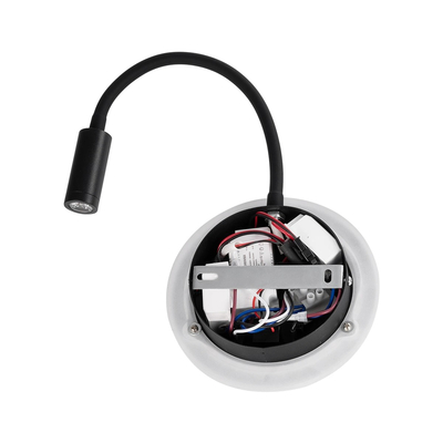 GLOBOSTAR® GOOSE 61695 Μοντέρνο Φωτιστικό Τοίχου - Απλίκα Ξενοδοχείου Reading Light με Φορτιστή USB 3A LED 6W 600lm 36° & 360° AC 220-240V IP20 Θερμό Λευκό 2700K - CREE XPE & Lumileds SMD Chip - Μαύρο Ματ - Μ15.5 x Π15 x Υ30.5cm - 3 Χρόνια Εγγύηση