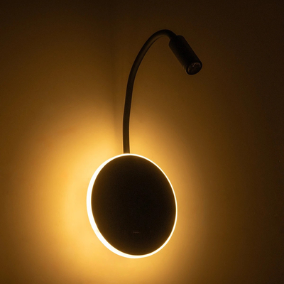 GLOBOSTAR® GOOSE 61695 Μοντέρνο Φωτιστικό Τοίχου - Απλίκα Ξενοδοχείου Reading Light με Φορτιστή USB 3A LED 6W 600lm 36° & 360° AC 220-240V IP20 Θερμό Λευκό 2700K - CREE XPE & Lumileds SMD Chip - Μαύρο Ματ - Μ15.5 x Π15 x Υ30.5cm - 3 Χρόνια Εγγύηση