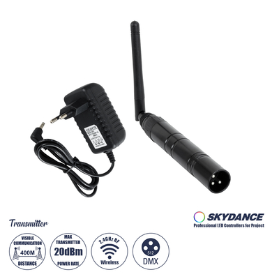 GLOBOSTAR® SKYDANCE-DM-WT 71577 DMX512 Ασύρματος Πομπός RF 2.4Ghz ISM GFSK 20dBm 400m Αρσενικό XLR3 DC 5V IP20 - Μ1.9 x Π1.9 x Υ22cm - 5 Χρόνια Εγγύηση