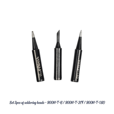 GLOBOSTAR® YIHUA-900M 79948 Σετ 3 Κεφαλών για Σταθμό Συγκόλλησης/Κολλητήρι Συμβατές με Μοντέλα Yihua - 900Μ-T-B & 900Μ-T-2CF & 900M-T-1.6D - Μ0.5 x Π0.5 x Υ4cm - Πακέτο 3 Τεμαχίων