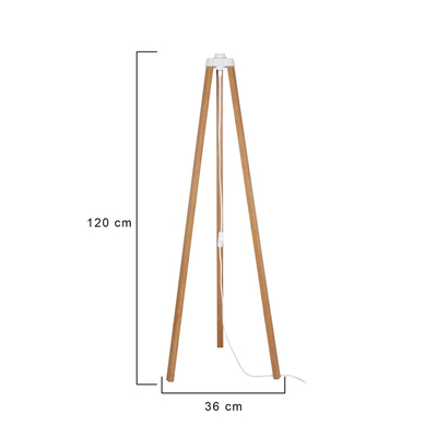 GloboStar® TRIPOD 203-0260 Μοντέρνο Επιδαπέδιο Φωτιστικό Μονόφωτο 1 x E27 IP20 Μπέζ Ξύλο - Μ38 x Π38 x Υ120cm