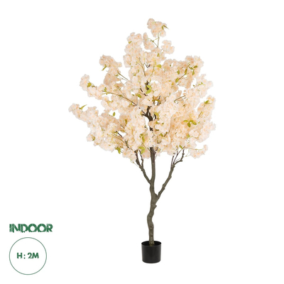 GloboStar® Artificial Garden SALMON CHERRY BLOSSOM TREE 20680 Τεχνητό Διακοσμητικό Δέντρο Απαλό Ροζ Άνθος Κερασιάς Υ200cm