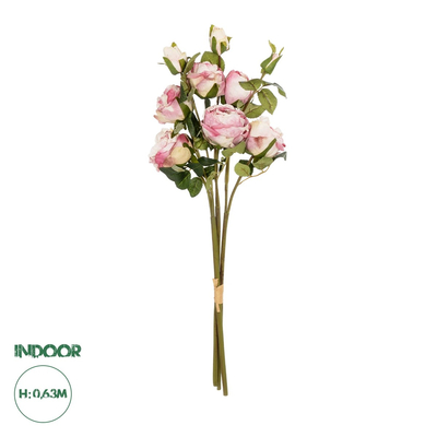 GloboStar® Artificial Garden DUSTY PINK ROSE BOUQUET 21083 Τεχνητό Διακοσμητικό Μπουκέτο Τριαντάφυλλα Ανοιχτό Ροζ Y63cm