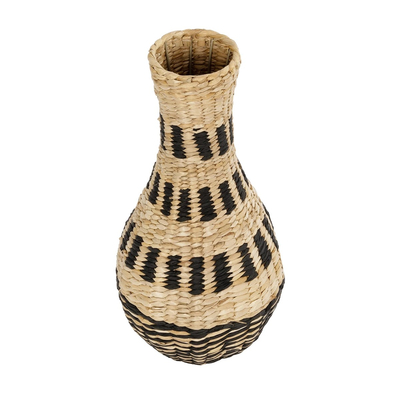 GloboStar® Artificial Garden HAVANA 21230 Διακοσμητικό Πλεκτό Καλάθι - Κασπώ Γλάστρα - Flower Pot Μπεζ με Μαύρο Π25 x M25 x Υ57cm