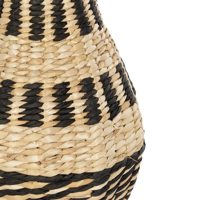 GloboStar® Artificial Garden HAVANA 21230 Διακοσμητικό Πλεκτό Καλάθι - Κασπώ Γλάστρα - Flower Pot Μπεζ με Μαύρο Π25 x M25 x Υ57cm