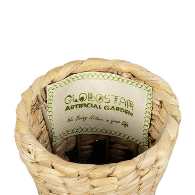 GloboStar® Artificial Garden HAVANA 21230 Διακοσμητικό Πλεκτό Καλάθι - Κασπώ Γλάστρα - Flower Pot Μπεζ με Μαύρο Π25 x M25 x Υ57cm