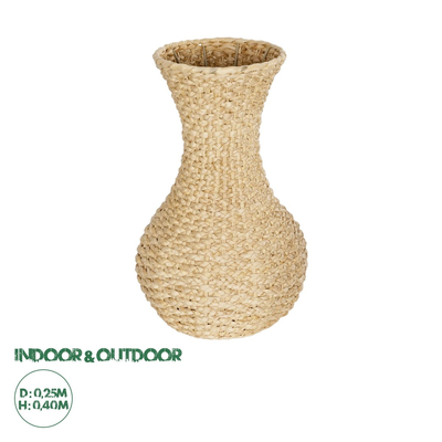 GloboStar® Artificial Garden SANDIAGO 21234 Διακοσμητικό Πλεκτό Καλάθι - Κασπώ Γλάστρα - Flower Pot Μπεζ Π25 x M25 x x Υ40cm