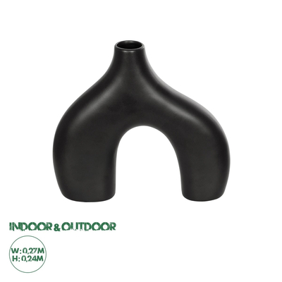 GloboStar® Artificial Garden TOLEDO 21249 Διακοσμητικό Κεραμικό Βάζo Μαύρο Π27 x Μ6 x Υ24 cm