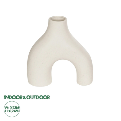 GloboStar® Artificial Garden TOLEDO 21250 Διακοσμητικό Κεραμικό Βάζo Μπεζ Π23 x Μ10 x Υ24 cm