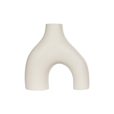 GloboStar® Artificial Garden TOLEDO 21250 Διακοσμητικό Κεραμικό Βάζo Μπεζ Π23 x Μ10 x Υ24 cm