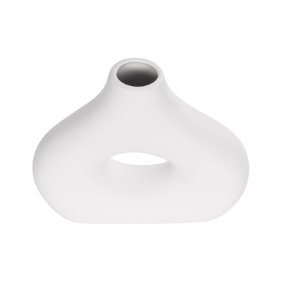 GloboStar® Artificial Garden HORIZON 21253 Διακοσμητικό Κεραμικό Βάζo Λευκό Π18 x Μ6 x Υ15 cm