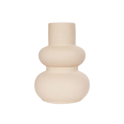 GloboStar® Artificial Garden QUARTZ 21254 Διακοσμητικό Κεραμικό Βάζo Μπεζ Π15 x Μ15 x Υ20 cm