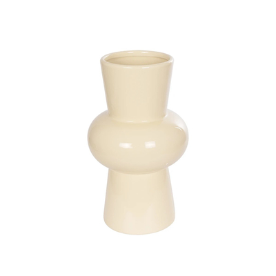 GloboStar® Artificial Garden DESERT 21258 Διακοσμητικό Κεραμικό Βάζo Μπεζ Π14 x Μ14 x Υ25 cm