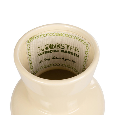 GloboStar® Artificial Garden DESERT 21258 Διακοσμητικό Κεραμικό Βάζo Μπεζ Π14 x Μ14 x Υ25 cm