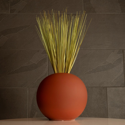 GloboStar® Artificial Garden SANUR 21261 Διακοσμητικό Κεραμικό Βάζo Καφέ Π22 x Μ22 x Υ20cm