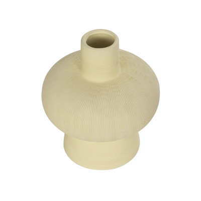 GloboStar® Artificial Garden ICEBERG 21263 Διακοσμητικό Κεραμικό Βάζo Μπεζ Π17 x Μ17 x Υ20cm