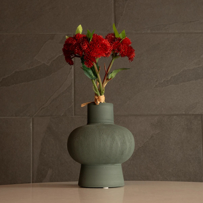 GloboStar® Artificial Garden MALACHITE 21264 Διακοσμητικό Κεραμικό Βάζo Πράσινο Π13 x Μ13 x Υ16cm