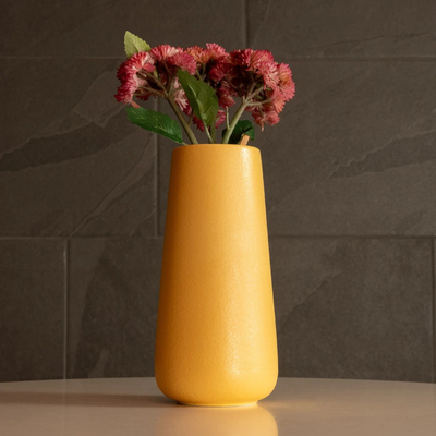 GloboStar® Artificial Garden LEGIAN 21268 Διακοσμητικό Κεραμικό Βάζo Πορτοκαλι Π10 x Μ10 x Υ20cm