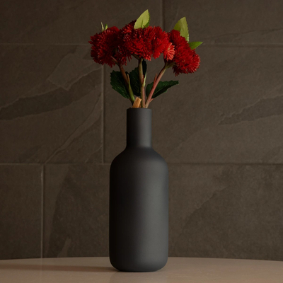 GloboStar® Artificial Garden MYSTIQUE 21275 Διακοσμητικό Κεραμικό Βάζo Γκρι Π7 x Μ7 x Υ20cm