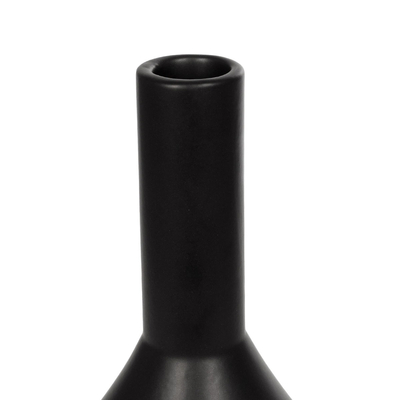 GloboStar® Artificial Garden CANNOLI 21280 Διακοσμητικό Κεραμικό Βάζo Μαύρο Π13 x Μ13 x Υ20cm
