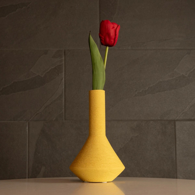 GloboStar® Artificial Garden GRENADA 21281 Διακοσμητικό Κεραμικό Βάζo Κίτρινο Π13 x Μ13 x Υ20cm