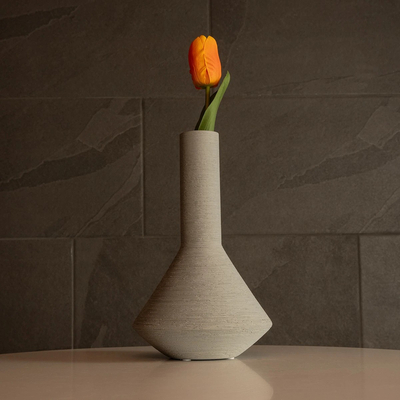 GloboStar® Artificial Garden BARBADOS 21284 Διακοσμητικό Κεραμικό Βάζo Γκρι Π16 x Μ16 x Υ25cm