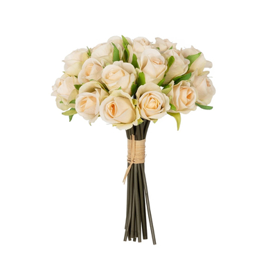 GloboStar® Artificial Garden CHAMPAGNE ROSE BOUQUET 21305 Τεχνητό Διακοσμητικό Μπουκέτο Τριαντάφυλλα Ροζ Y24cm