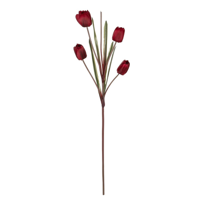 GloboStar® Artificial Garden RED TULIP BRANCH 21309 Τεχνητό Διακοσμητικό Κλαδί Κόκκινη Τουλίπα Y100cm