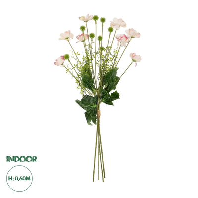 GloboStar® Artificial Garden PINK CANAION FLOWER BOUQUET 21327 Τεχνητό Διακοσμητικό Μπουκέτο Ροζ Κάννα Y60cm