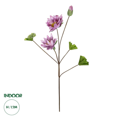 GloboStar® Artificial Garden PINK LOTUS BRANCH 21335 Τεχνητό Διακοσμητικό Ροζ Κλαδί Λωτός Y121cm