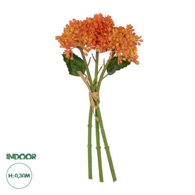 GloboStar® Artificial Garden ORANGE HYACINTH BOUQUET 21357 Τεχνητό Διακοσμητικό Μπουκέτο Πορτοκαλί Υάκυνθος Y30cm